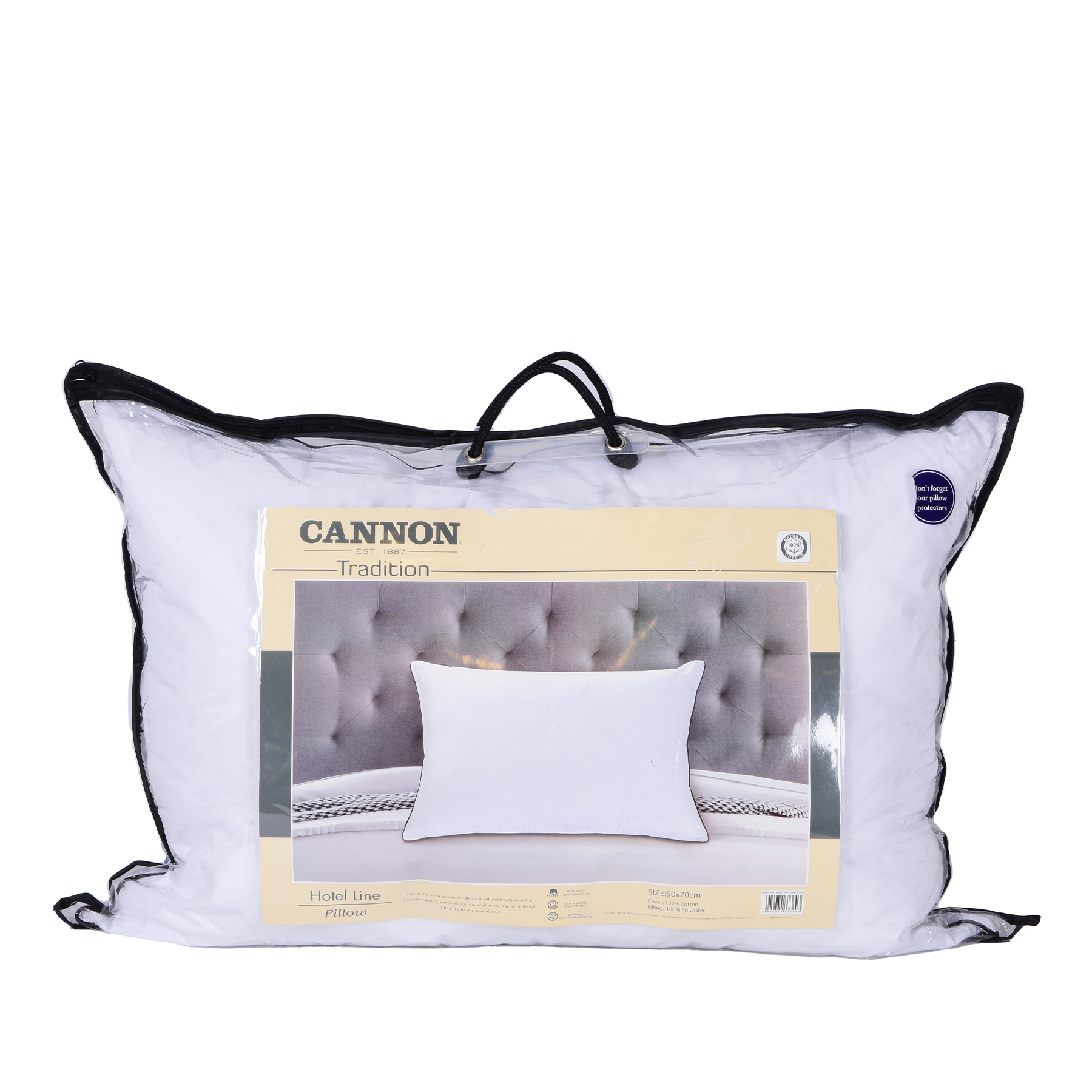 Cotton Pillow, White Color Size : 50 x 70 cm .