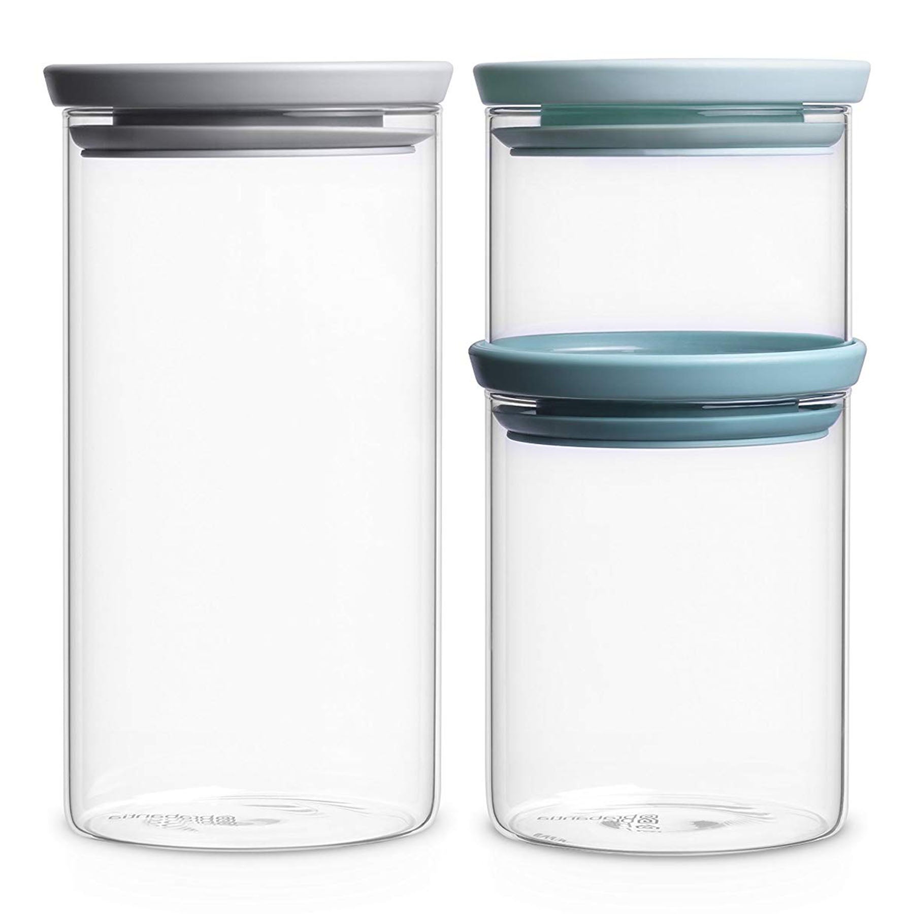 STACKABLE JARS Set of 3 - MixedDimensions:
 Height: 20.2 cm
 Length: 10.4 cm
 Width: 21.0 cm