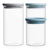 STACKABLE JARS Set of 3 - MixedDimensions:
 Height: 20.2 cm
 Length: 10.4 cm
 Width: 21.0 cm