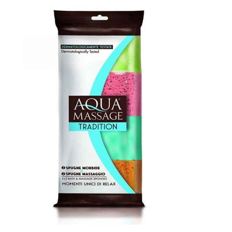 Aqua Massage Massage And Bath Sponge Set 4 Pieces-Multicolor
