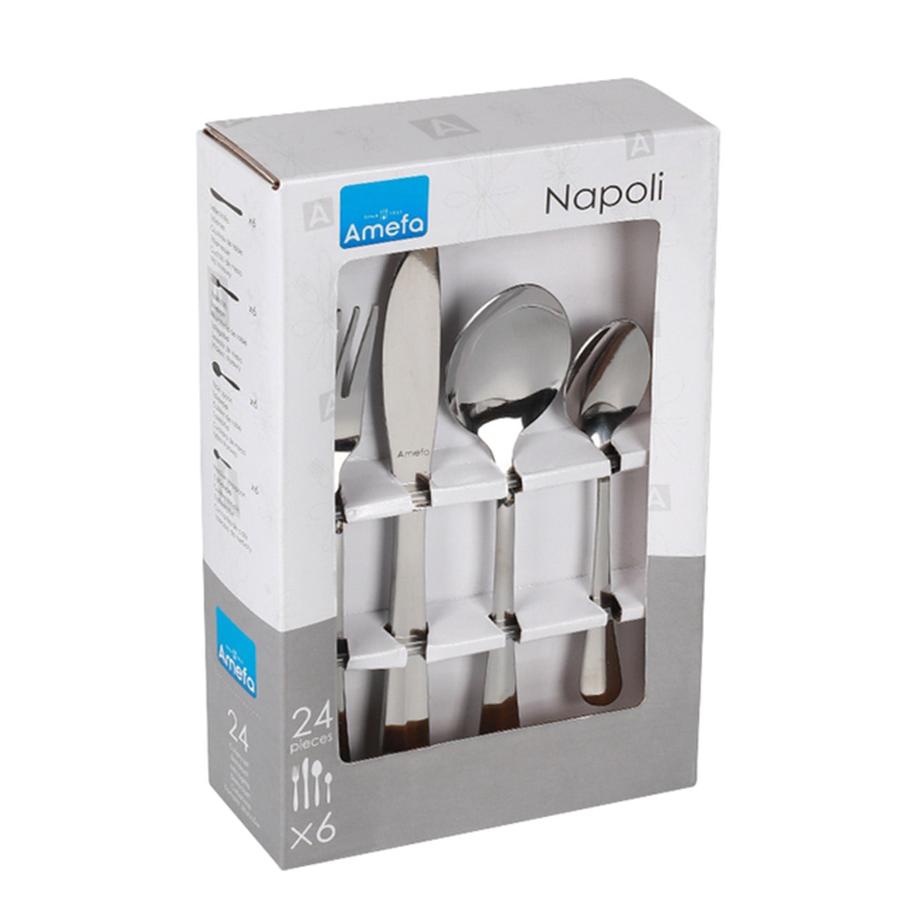 Napoli 24 Pcs Cutlery Set , Silver ColorCutlery set consists of 24 pieces