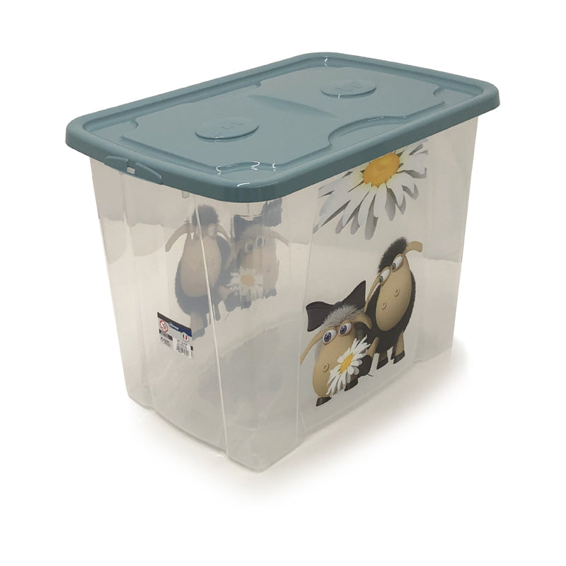 Storage Box Simply Roller Lid Wheel -Grey-Clear
