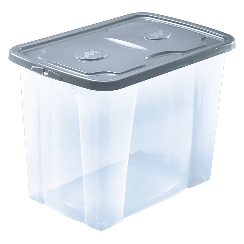 Storage Box Transp Box.With Lid&Wheel 64Ltr-Simply Roller Clr- Transparent