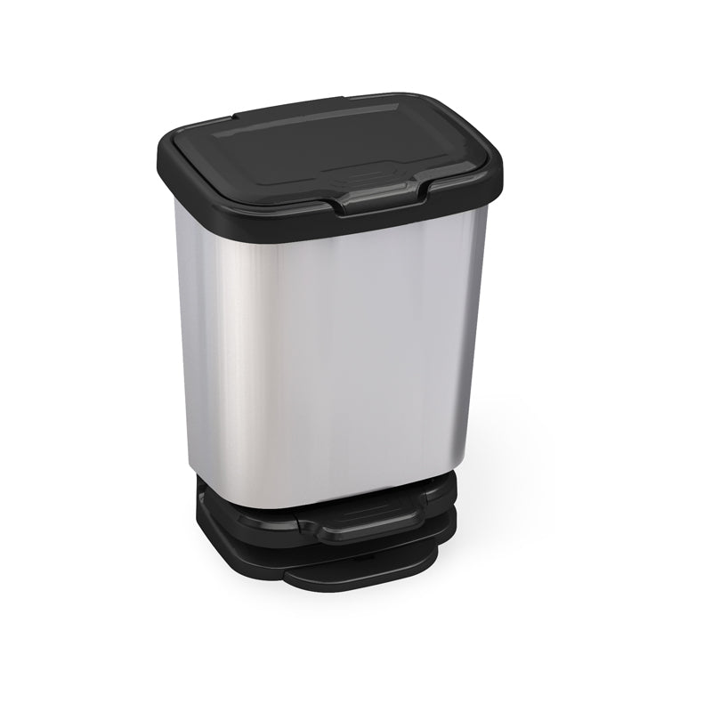 Pedal Bin With Cover 20Ltr Jive Aluminum - Silver-Black