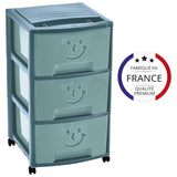M-Home 3 Tier Storage Drawers With Lid- Empire Fancy- Blue