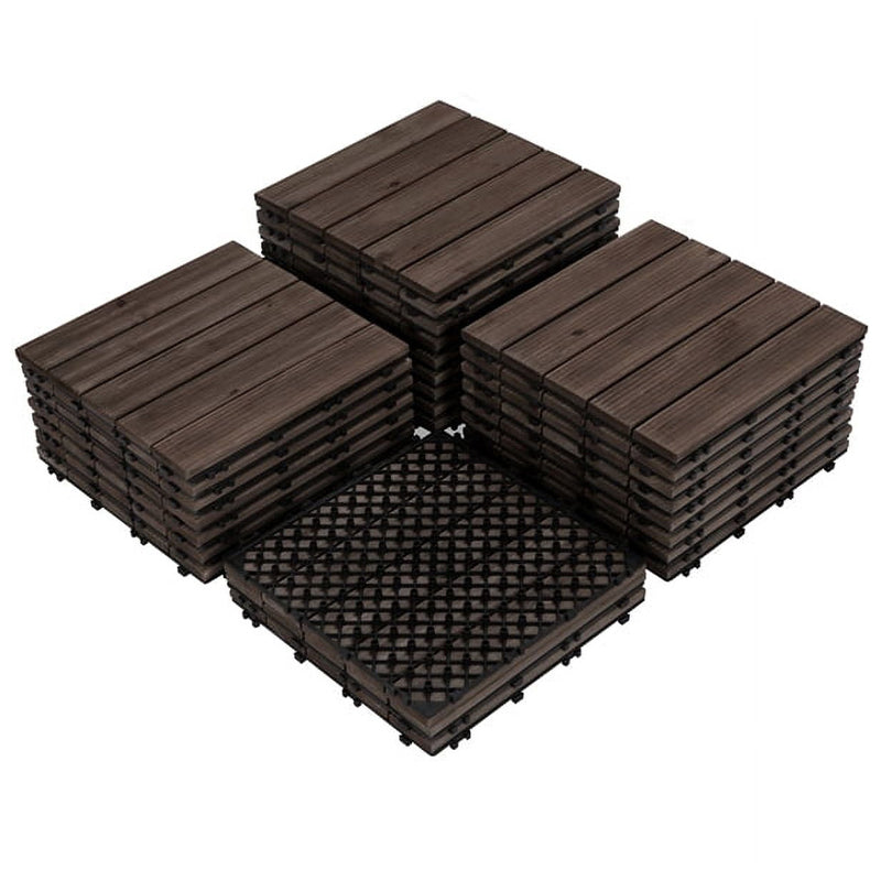 12Pc Interlocking Plastic Floor Tiles Plataki Black 30X30Cm