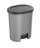 سلة مهملات بلاستيكية بدواسة سعة 27 لترًا - رمادي