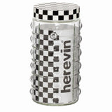 Glass Jar with Lid, Clear & Brown