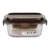 Sealable rectangular glass food storage container