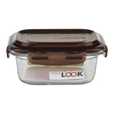 Sealable rectangular glass food storage container