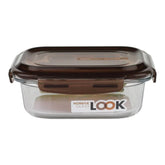 Sealable rectangular glass food storage container