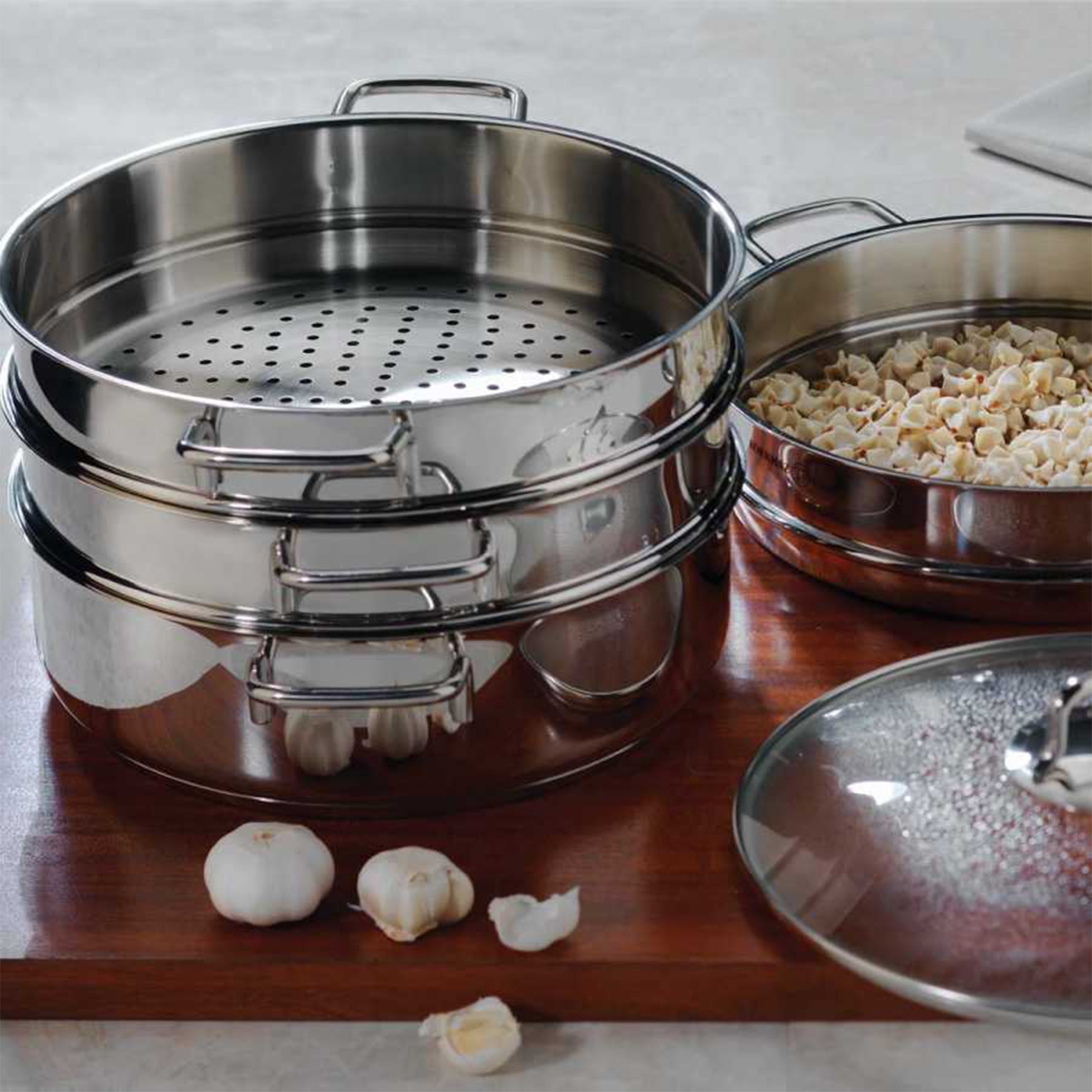 5 Piece Cookware set with lid, Silver