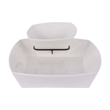 2 Pcs Square Bowl with stand, White