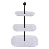 3 Pcs Square Plate with stand, White