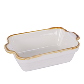 Rectangular plate with handles, White