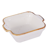 Square Plate with handles, White