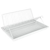 رف الأطباق مع صينية , ابيض الحجم: 42 × 29 × 18 سم