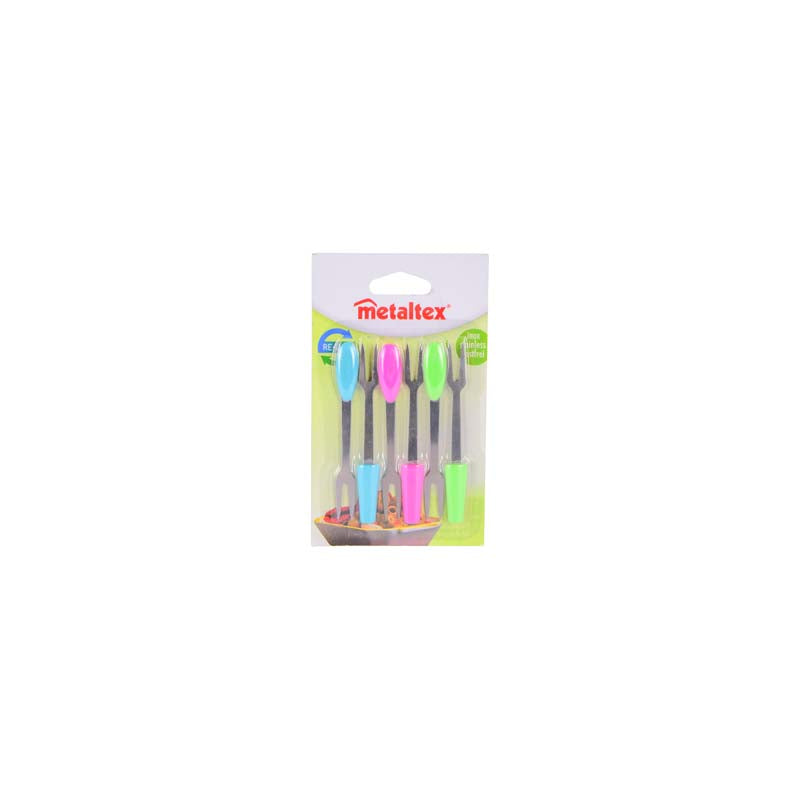 6-Piece Reusable Mini Forks Set - Stainless Steel - Multicolor