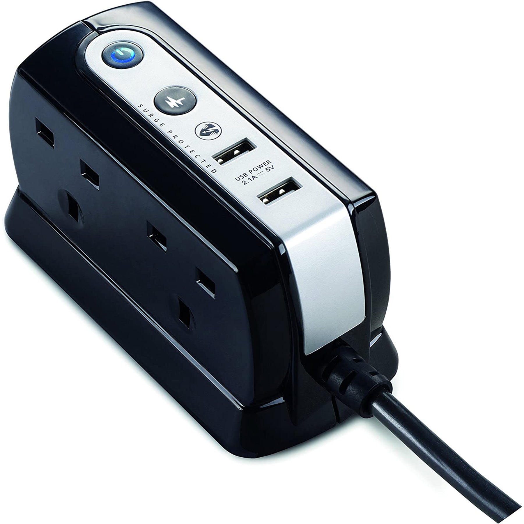 Electrical extension with 4 sockets & 2 USB , Black Color