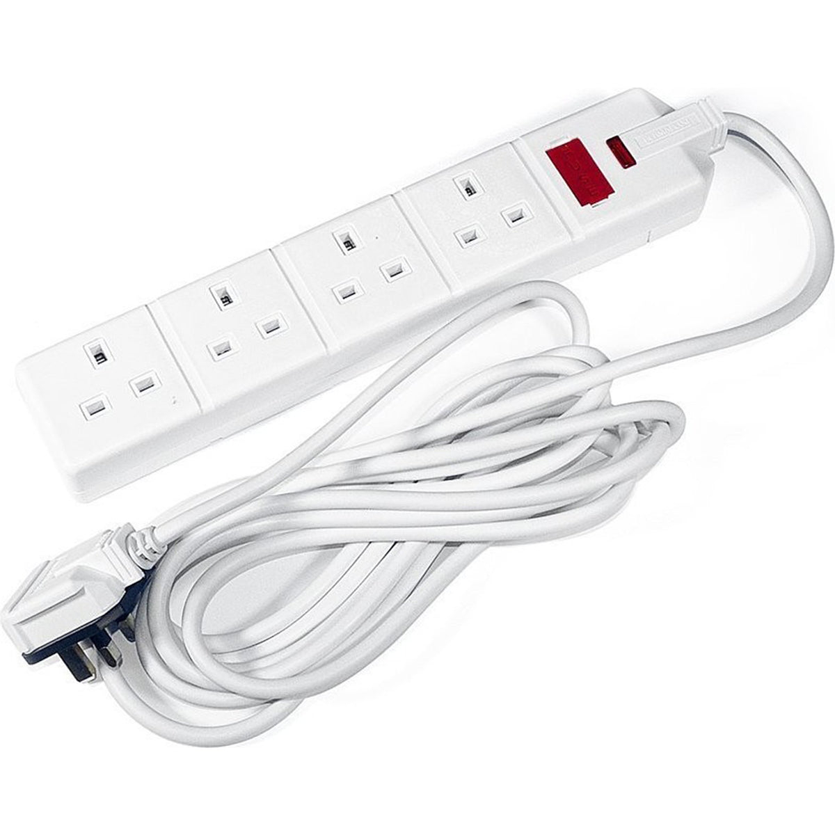 Electrical extension with 5 sockets , White Color
