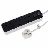Electrical extension with 3 sockets , White Color