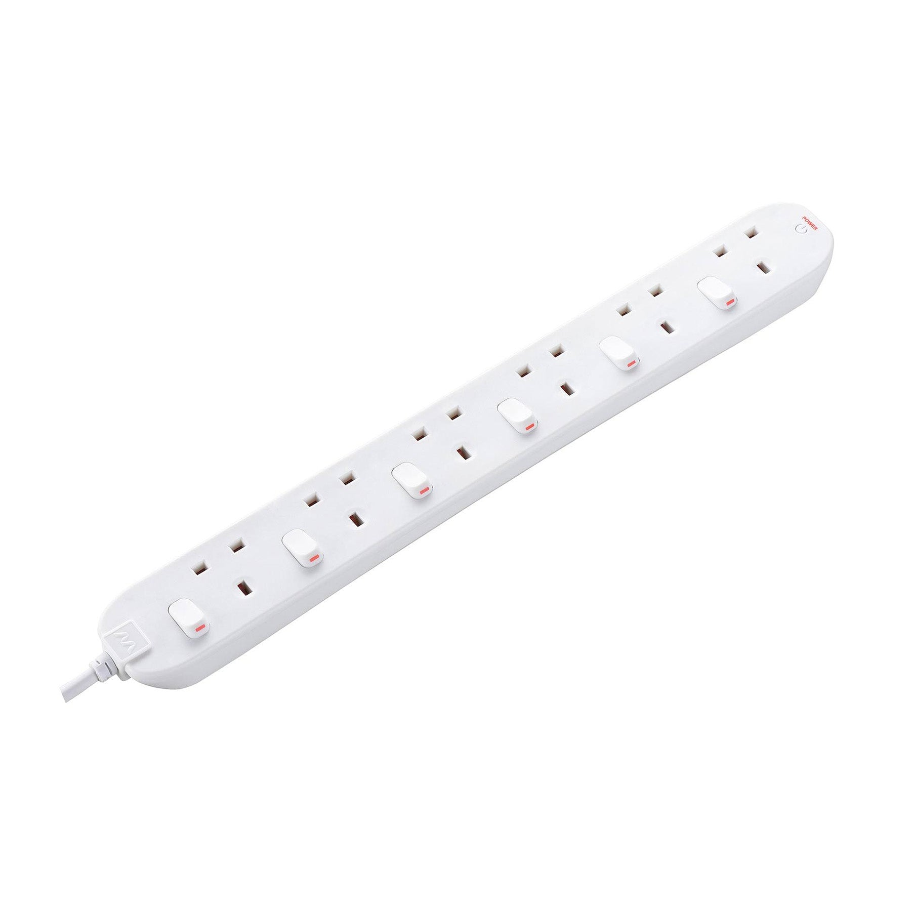 Electrical extension with 6 sockets , White Color