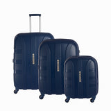 مجموعة حقائب سفر بجوانب صلبة بعجلات، 3 قطع - أزرق