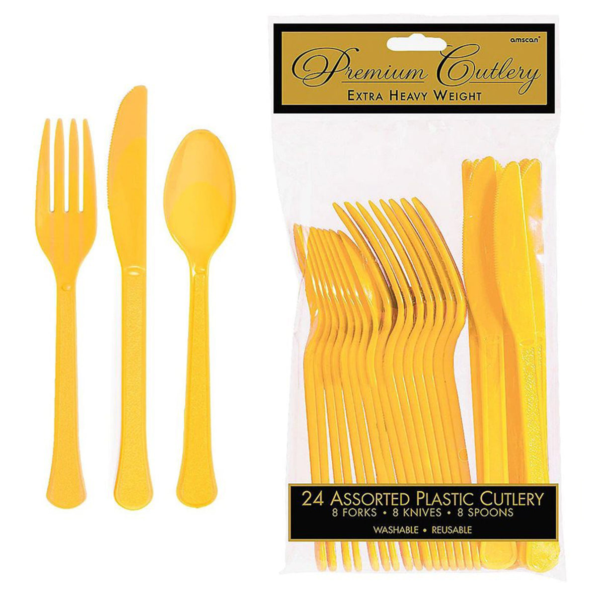 Plastic Cutlery Set, Yellow