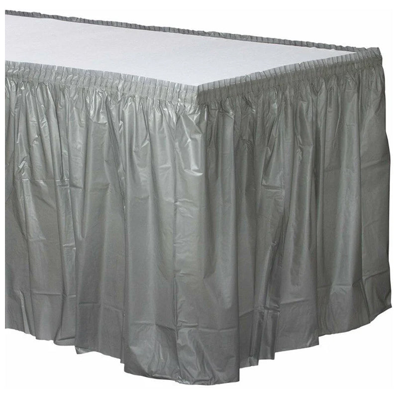 Plastic Table Skirt -Silver