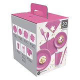 طقم أدوات المائدة 20 ضيف - وردي فاتح