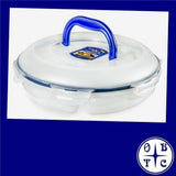 Lock & Lock Hpl954C Easy Essentials Specialty Round Divided Snack Container With Handle 2.3L-Clear