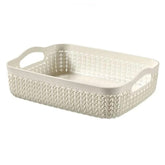 سلة منسوجة بمقابض - بيضاء الحجم: ٢٤ سم