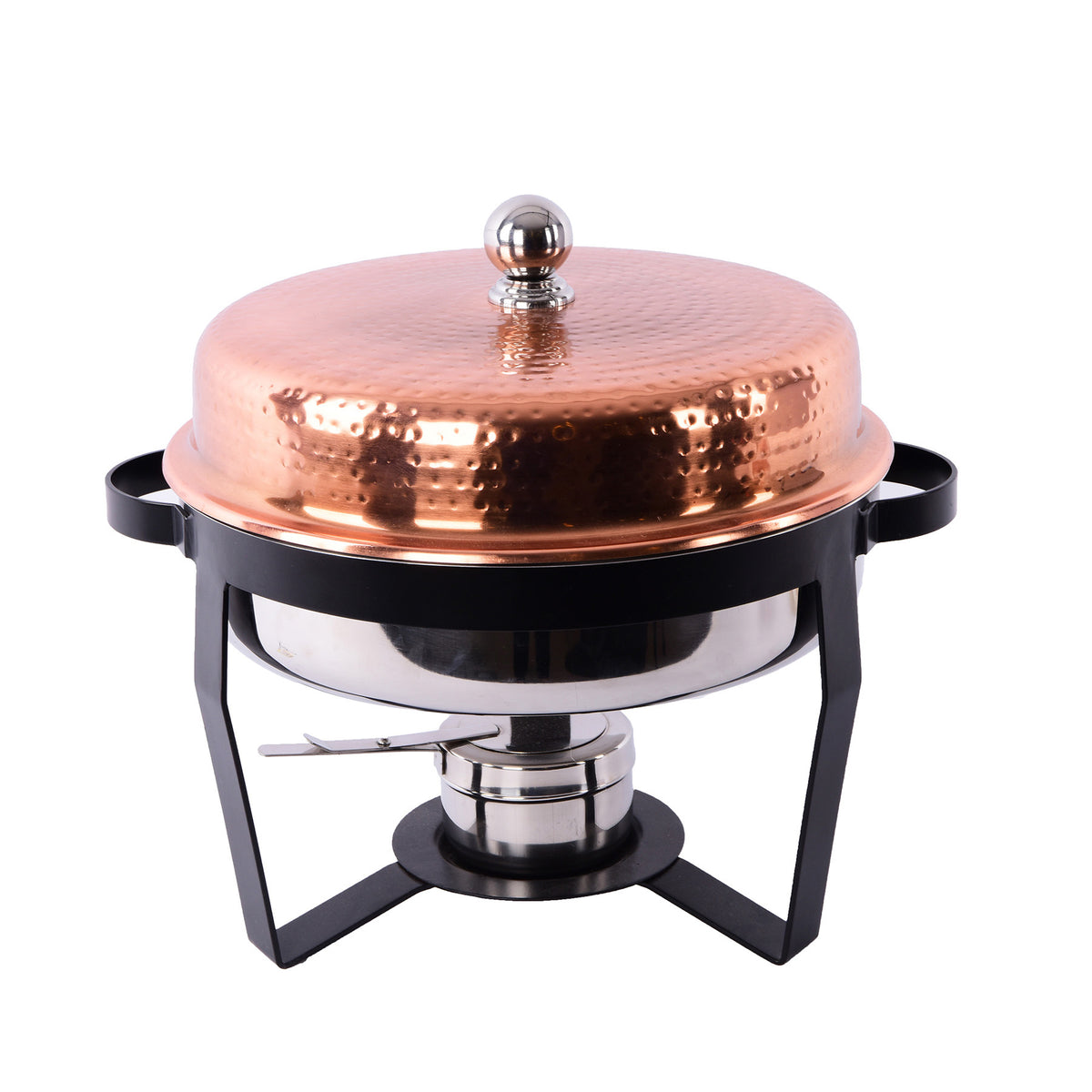 Round Chafing Dish with Copper Hammered Cover