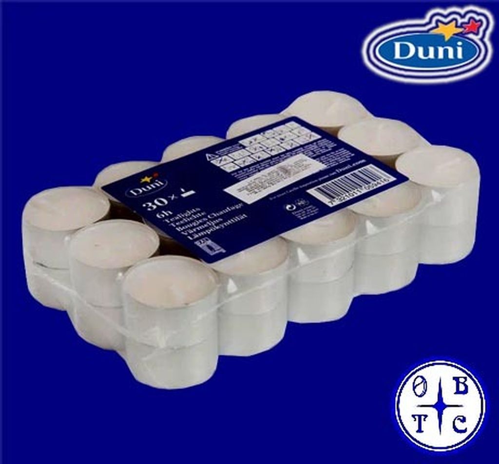 Duni Du 105941 Unscented White Extended Burn Tealight Candles 6Hrs 30'-White