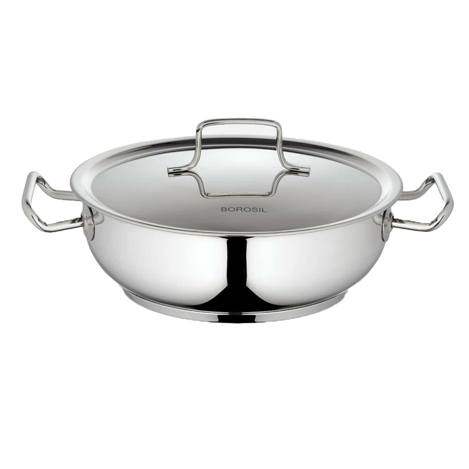 Stainless Steel Flat Kadhai with lid