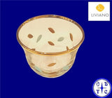 Liviano Premium Glass Cup With Gold Rim And Patterned Accents-Clear
