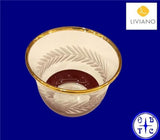 Liviano Premium Glass Cup With Gold Rim And Frosted Laurel Leaf Etching-Clear