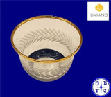 Liviano Premium Glass Cup With Gold Rim And Frosted Laurel Leaf Etching-Clear