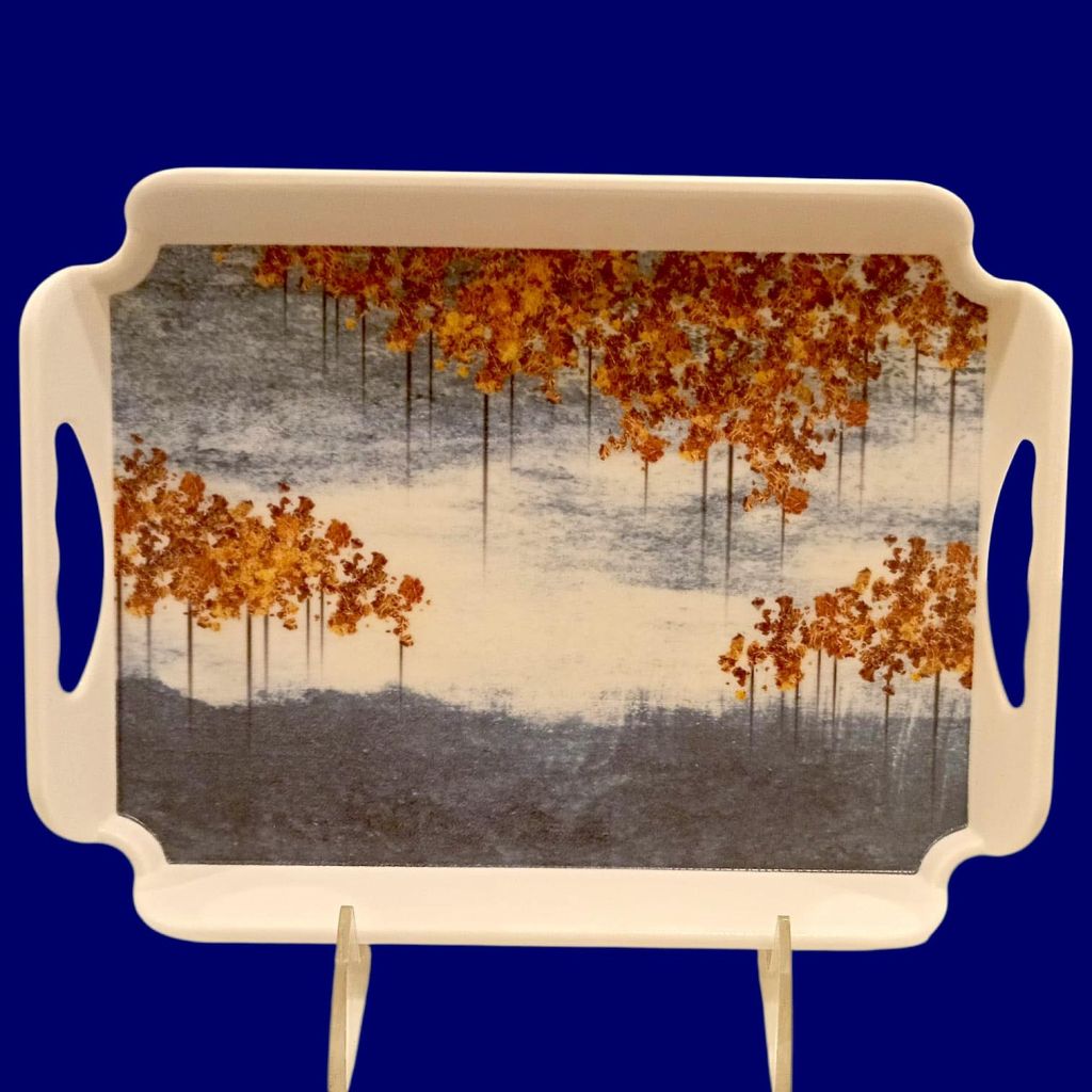 Sw Elegant Melamine Serving Tray With Mural Painting 44X31Cm-Multicolor