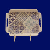 Sw Elegant Melamine Serving Tray With Floral Msaic Painting 29X20.5Cm-Multicolor