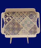 Sw Elegant Melamine Serving Tray With Floral Msaic Painting 36X26Cm-Multicolor