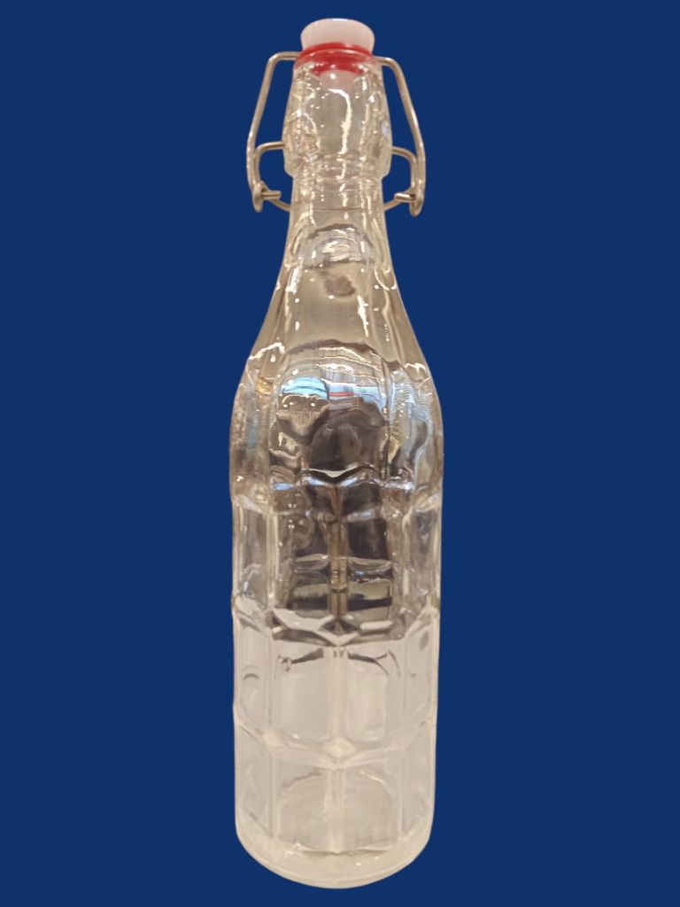 Premium Textured Glass Bottle With Swing-Top Airtight Flip Lid-Clear