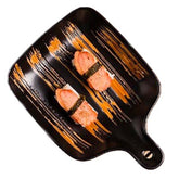 Ceramic Square Plate with Handle , Black Color