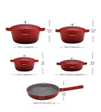 9-Piece Granite Cooking Set - Red