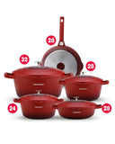 9-Piece Granite Cooking Set - Red