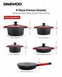 9-Piece Granite Cooking Set - Black & Red