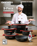 9-Piece Granite Cooking Set - Black & Red