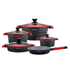 9-Piece Granite Cooking Set - Black & Red