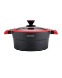 Granite Casserole Pot with Lid 28 Cm - Black & Red