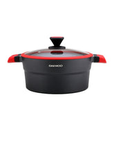 Granite Casserole Pot with Lid 32 Cm - Black & Red